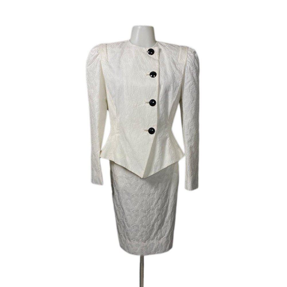 VTG David Hayes SAKS 5th Ave White Skirt Suit